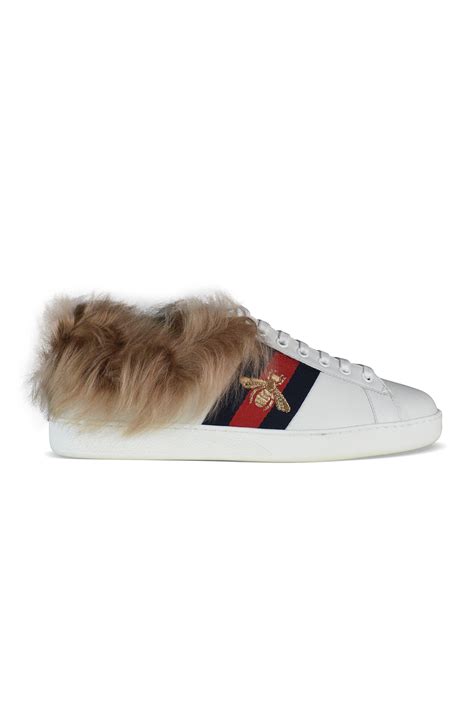 gucci sneakers with fur|gucci leather sneakers white.